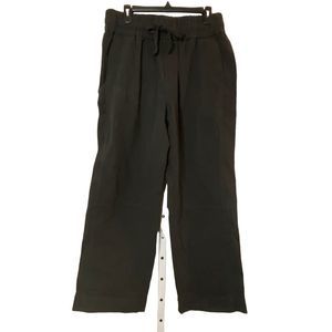 Everlane Women's Black Wide-Leg Ankle Work Pants Size‎ L with Drawstring Closure